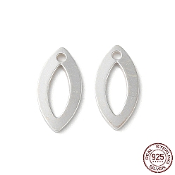 Silver 925 Sterling Silver Horses Eye Chain Extender Drops, Chain Tabs, Silver, 10x5x0.6mm, Hole: 0.9mm
