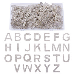 Кристалл Блестящие термоклеящиеся стразы нашивки, приклеиваемые утюгом, термоклей на спине, аксессуары для костюма, 26 алфавит, кристалл, 46x40x1.5 мм, 2sets / коробка