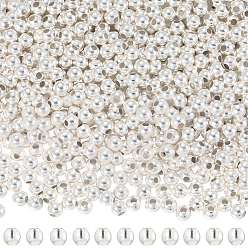 Серебро Spacer бисер железа, круглые, серебряные, 4 мм, отверстие : 1.5 мм, 2000 шт / комплект