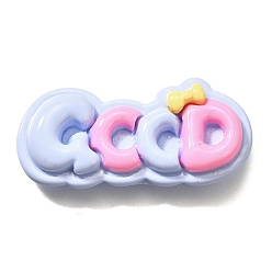 Слово Непрозрачные кабошоны из смолы, слово, светло-стальной синий, хорошо, 18.5x38x7 мм