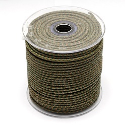 Темно-оливково-зеленый Плетеный кожаный шнур, экологически чистый (без свинца), кожаный шнур ювелирных изделий, ювелирные изделия DIY делает материал, темно-оливковый зеленый, 3 мм, 50 м / рулон