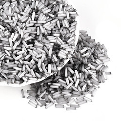 Серебро Стеклярус, имитации кошачьего глаза , серебряные, 6.5~7x1.5~2 мм, отверстие : 0.8~1 мм, Около 13636 шт / фунт