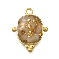 Розовый Кварц 304 нержавеющей стальной эмали подвески, с натуральными кусочками розового кварца внутри и золотой фольгой, прямоугольный шарм, золотые, ионное покрытие (ip), 21.5x17x6.5 мм, отверстие : 1.8 мм