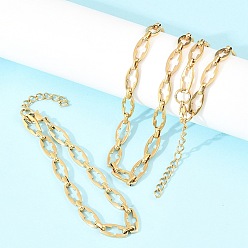 Настоящее золото 18K 304 Набор ювелирных украшений из нержавеющей стали: браслет и колье с цепочкой в виде креста, с карабин-лобстерами , ионное покрытие (ip), реальный 18 k позолоченный, 560 мм