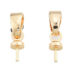 Golden Brass Cup Peg Bails, Nickel Free, Golden, 11.5mm, Hole: 3x5mm, Pin: 0.7mm
