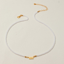 Золотой Сплав номер 888 подвеска из искусственной смолы с белыми круглыми бусинами ожерелья для женщин, золотые, 16.54 дюйм (42 см)