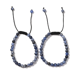 Содалитовое Браслеты из круглых бусин из натурального содалита 6мм, плетеные из бусин, регулируемые браслеты из нейлонового шнура для женщин и мужчин, внутренний диаметр: 2-1/8~3-1/4 дюйм (5.5~8.3 см)