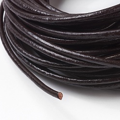 Coconut Brown Cowhide Leather Cord, Leather Jewelry Cord, Jewelry DIY Making Material, Dyed, Round, Coconut Brown, 3mm, about 10.93 yards(10m)/bundle