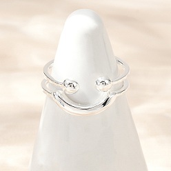 Серебро 925 регулируемые манжеты из стерлингового серебра для женщин, улыбающееся лицо, серебряные, 8 мм, внутренний диаметр: регулируемый