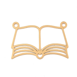 Настоящее золото 18K 201 подвески из нержавеющей стали, лазерная резка, книжное очарование, реальный 18 k позолоченный, 22.5x34.5x1 мм, отверстие : 2 мм