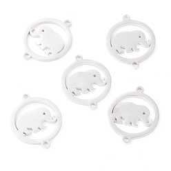 Нержавеющая Сталь Цвет Соединительные элементы из нержавеющей стали, устойчивые к потускнению, плоские круглые со слоном, цвет нержавеющей стали, 19x15x1.1 мм, отверстие : 1.4 мм