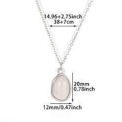 Розовый Кварц Кулон из натурального розового кварца неправильной овальной формы 304 ожерелья из нержавеющей стали с цепочкой для женщин, цвет нержавеющей стали, 14.96 дюйм (38 см)