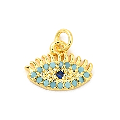 Eye Настоящее 18k позолоченное покрытие стойка латунь микро паве кубический цирконий подвески шармы, долговечный, без свинца и без кадмия, глаз, 9x11.5x2.5 мм, отверстие : 3 мм