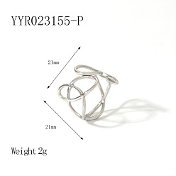 Нержавеющая Сталь Цвет Винтажные 304 открытые манжеты из нержавеющей стали, простой роскошный модный аксессуар, цвет нержавеющей стали, внутренний диаметр: 21 мм