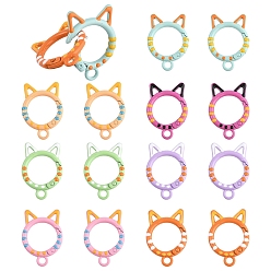 (52) Непрозрачная лаванда Окрашенные распылением пружинные кольца из сплава, кольцо с кошачьими ушками, разноцветные, 35x25x5 мм, отверстие : 3.5 мм