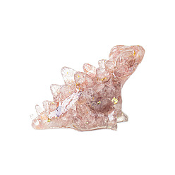 Клубничный Кварц Украшение для дисплея динозавра из смолы, с натуральной клубничной кварцевой крошкой внутри статуй для украшения домашнего офиса, 90x47x48 мм