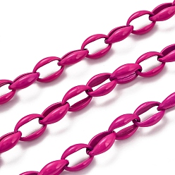 Deep Pink Spray Painted Alloy Cable Chains, Cadmium Free & Lead Free, with Spool, Unwelded, Deep Pink, Links: 16x11.5x5.5mm
