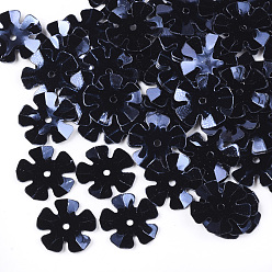 Прусский Синий Аксессуары для орнаментов, пластиковые пайетки / блестки из пвх, цветок, берлинская лазурь, 13.5~14x13.5~14x0.6 мм, Отверстие : 1.4 мм , около 10000 шт / 500 г