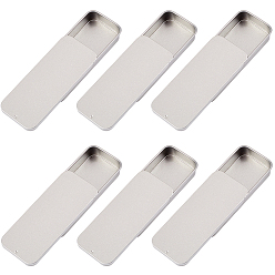 Серебро 6 шт. жестяных ящиков для хранения с крышками-слайдерами, подарочные упаковочные коробки, прямоугольные, серебряные, 8x3.4x1.2 см