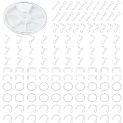 Clear 120Pcs 6 Style Acrylic L-Shaped Nose Ring, Nose Bone Rings, Piercing Body Jewelry for Her, Clear, 8~10.5x6~10x1~6mm, Pin: 0.7~0.8mm, 20pcs/style