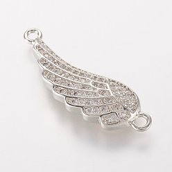 Платина Латунные микро проложить кубических ссылки циркония, крыло, платина, 27x8.5x3 мм, отверстие : 1.5 мм