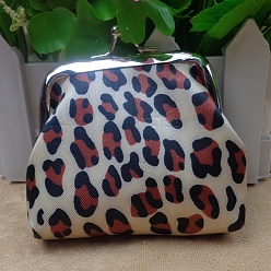 Разноцветный Сумочка трапециевидной формы из полиэстера, с железным каркасом кошелька платинового тона, принадлежности для американских кукол, рисунок для леопарда, красочный, 70x90 мм