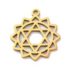 Анахата чакра 304 подвески из нержавеющей стали, лазерная резка, очарование чакры, реальный 18 k позолоченный, анахата, 19.5x17x1 мм, отверстие : 1.5 мм