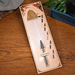 Белый Перо перо перо, винтажная чернильная ручка с перьями, Ручка из цинкового сплава, пишущая ручка, ручка для каллиграфии, подарок на Рождество и день рождения, белые, 25~30 см