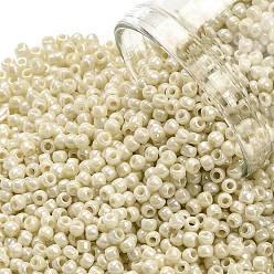 (409) Opaque AB Light Beige TOHO Round Seed Beads, Japanese Seed Beads, (409) Opaque AB Light Beige, 11/0, 2.2mm, Hole: 0.8mm, about 1110pcs/10g, 10g/bottle