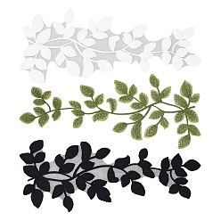 (52) Непрозрачная лаванда 3 пар 3 цвета лист полиэстер компьютерная вышивка пришивка орнамент аксессуары, кружевные аппликации в этническом стиле, разноцветные, 305x120x1 мм, 1 пара / цвет