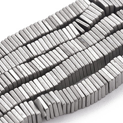 с Покрытием Серебра Гальванизировать немагнитных синтетический гематит Heishi бисер пряди, тонкие ломтики плоских квадратных бусин, матовые, класс А, со серебряным покрытием, 4x4x1 мм, отверстие : 1 мм, около 400 шт / нитка, 16 дюйм