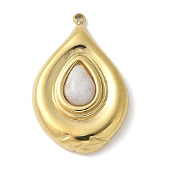 Хрусталь Природного кварца хрустальных подвесок, 304 подвески-слезинки из горного хрусталя из нержавеющей стали, реальный 18 k позолоченный, 28~28.5x18~18.5x6~6.5 мм, отверстие : 1.4 мм
