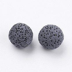 Slate Gray Unwaxed Natural Lava Rock Beads, for Perfume Essential Oil Beads, Aromatherapy Beads, Dyed, Round, No Hole/Undrilled, Slate Gray, 13~14mm