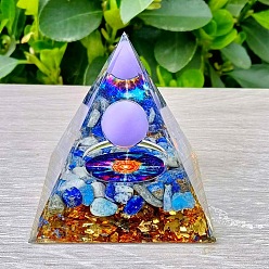 Ляпис-Лазурь Генераторы энергии смолы оргонитовой пирамиды, Натуральные чипсы из лазурита внутри для украшения домашнего офиса, 50 мм