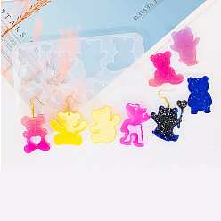 Медведь Медведь своими руками кулон силуэт силиконовые формы, формы для литья смолы, для уф-смолы, изготовление изделий из эпоксидной смолы, 90x138x4 мм, отверстие : 1.8 мм, внутренний диаметр: 34~44x28~38 мм