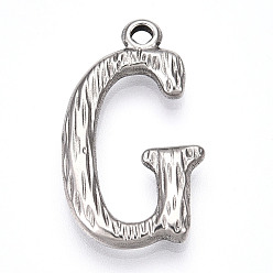 Letter G 304 подвески из нержавеющей стали, письмо амулеты, Буква G, 23x13x3 мм, отверстие : 1.6 мм