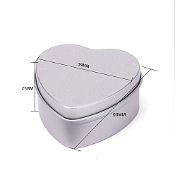 Silver Heart Shaped Tinplate Candle Tins with Lid, Empty Candle Jar Containers for Candle Making, Silver, 60x59x27mm