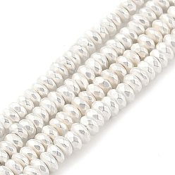 с Покрытием Серебра Гальванические нити из синтетических немагнитных гематитовых бусин, граненые, шайба, со серебряным покрытием, 2x4x2 мм, отверстие : 1 мм, около 180 шт / нитка, 16.14'' (41 см)