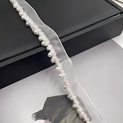 Blanco Cintas de nylon, con perlas de imitación, accesorios de costura de ropa, blanco, 3/4 pulgada (20 mm), aproximadamente 10.00 yardas (9.14 m) / juego