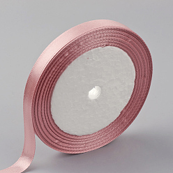Pink Односторонняя атласная лента, Полиэфирная лента, рак молочной железы розовых осведомленности ленты материалы для изготовления, Валентина день подарков, ящики пакеты, розовые, 3/8 дюйм (10 мм), около 25 ярдов / рулон (22.86 м / рулон), 10 рулоны / группа, 250yards / группа (228.6 м / группа)
