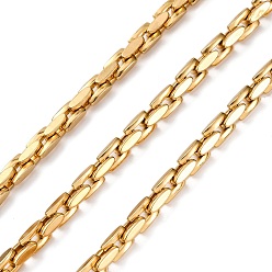Настоящее золото 18K 304 цепи из нержавеющей стали Бостон, с катушкой, пайки, вакуумное покрытие pvd, реальный 18 k позолоченный, 7.5x5x2.3 мм, около 32.81 футов (10 м) / рулон