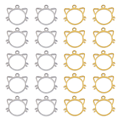 Золотой & Цвет Нержавеющей Стали 20 шт 2 цвета 304 подвески из нержавеющей стали, прелести кошачьей головы, золотые и нержавеющая сталь цвет, 10x11x1 мм, отверстие : 1 мм, 10 шт / цвет