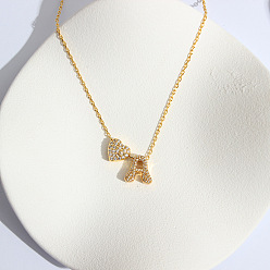 Letter A Ожерелья с подвеской в виде сердца из латуни с микропаве из прозрачного кубического циркония, золотые, буква a, 16.14 дюйм (41 см)