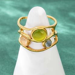 Золотой 304 из нержавеющей стали манжеты кольца, С камнями, золотые, 13 мм