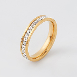 Doré  304 Bagues de couple en acier inoxydable et strass, or, taille us 9 (18.9 mm)