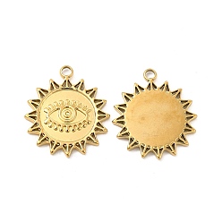 Real 18K Gold Plated Ion Plating(IP) 304 Stainless Steel Pendant Rhinestone Settings, Flower with Evil Eye, Real 18K Gold Plated, 21.5x19x1.5mm, Hole: 1.8mm, Fit For 0.8mm Rhinestone