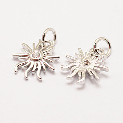 Платинированный Латунь микро проложит класс Aaa кубического циркония прелести, долговечный, цветок, без кадмия, без никеля и без свинца, Реальная платина, 12x11x2 мм, отверстие : 3 мм