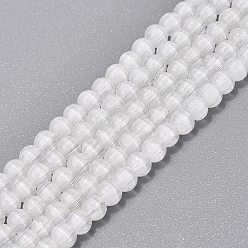 Clair Colliers de perles en verre imitation œil de chat, ronde, clair, 4~4.5mm, Trou: 1~1.2mm, Environ 110~112 pcs/chapelet, 14.96~15.16 pouce (38~38.5 cm)