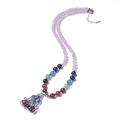 Rose Quartz Natural & Synthetic Gemstone and Rose Quartz Pendant Necklaces, 22.2 inch(56.5cm)