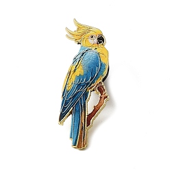 Parrot Эмалевые булавки, булавки для лацканов из сплава для одежды рюкзака, золотые, синие, попугай, 35x13 мм